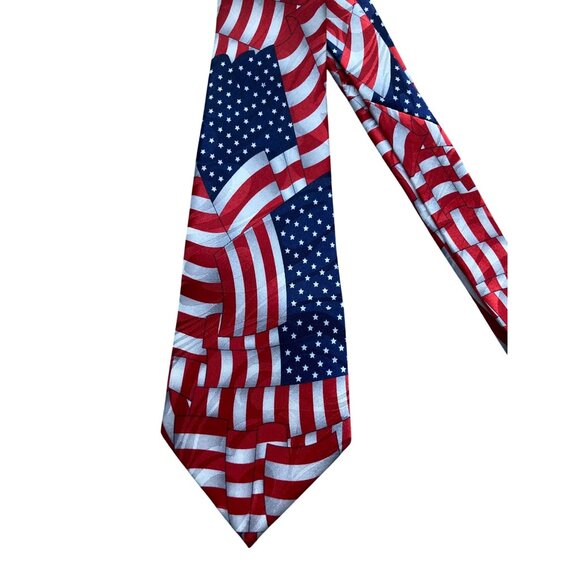 American Flag Patriotic Steven Harris Necktie Stars & Stripes Hand Made - Picture 2 of 4